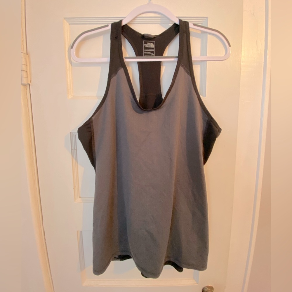 The North Face‎ Logo Flash Dry Racer Back Tank Grey Black Athletic